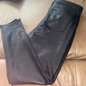 Black, faux, leather pants